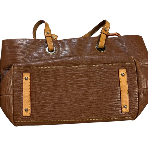 Dooney and Bourke Leather Tote Bag Brown Waves - Picture 4 of 12